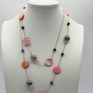 Pink and Silver Station Necklace